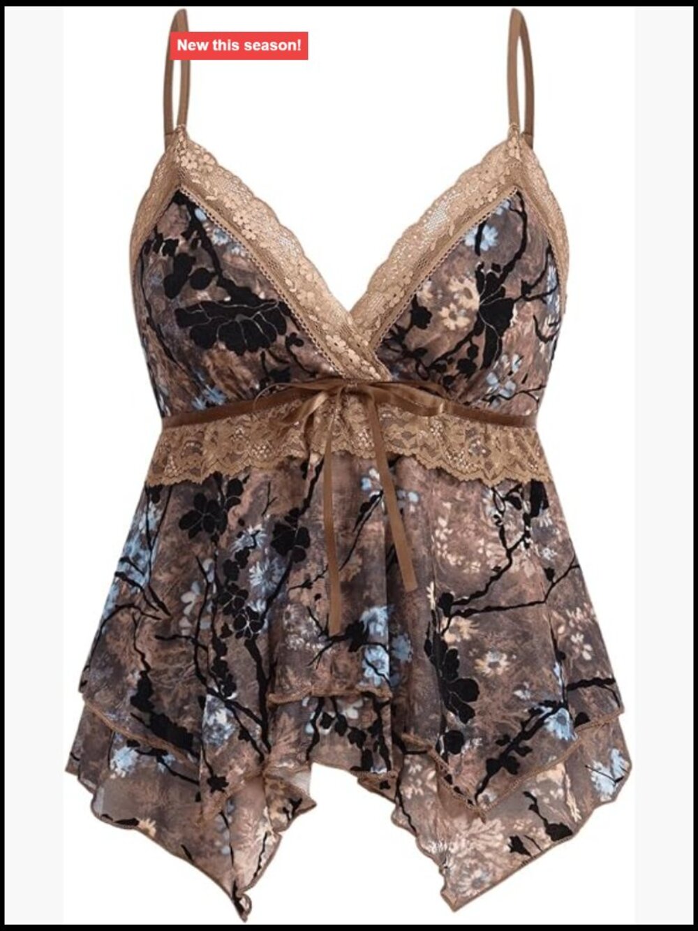 Sleeveless Lace Babydoll Tank Top Floral V-Neck Peplum Going Out